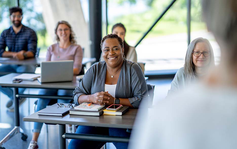 Diverse students in a training